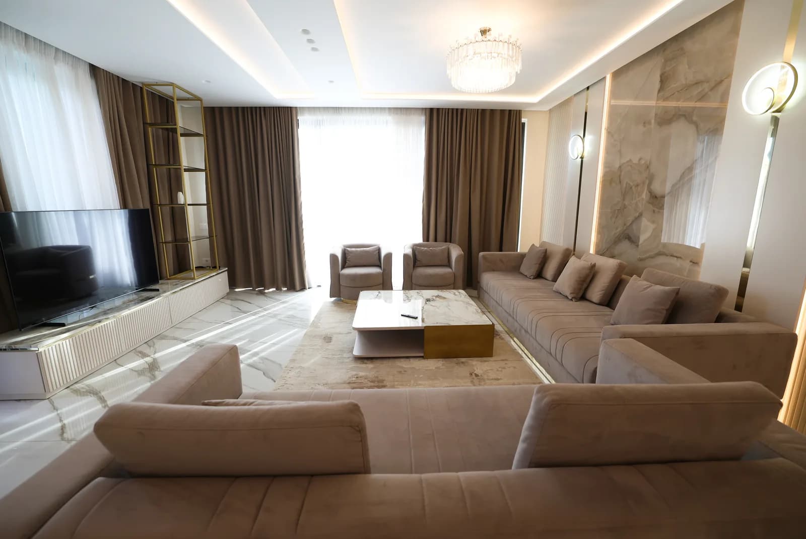 Interior of luxury villa lounge